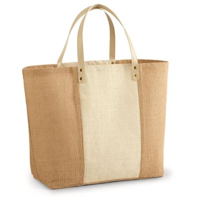 China Natural Waterproof Custom Printed Handled Burlap Beach Shopping Bag Jute Tote Bag Leather Handle for sale