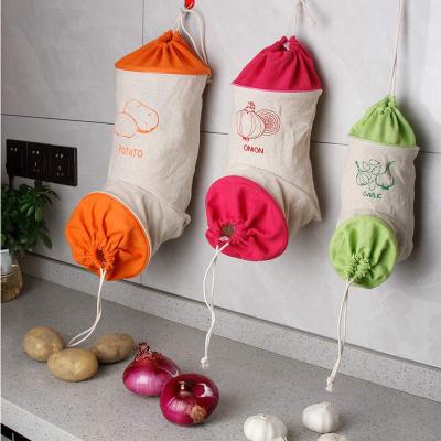 China Garlic 3 Set Potato and Onion Fresh Bag Storage Pack Potato Onion Vegetable Reusable Garlic Stay Bag with Double Drawstring Design for sale