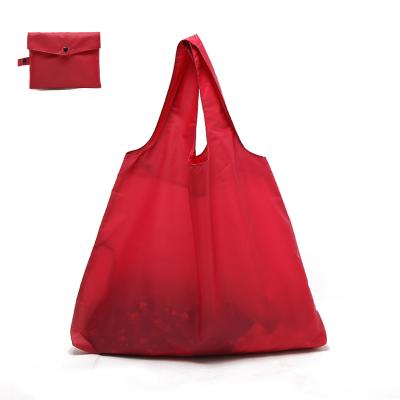 China Custom high quality red logo folding shopping bag waterproof custom women shape empty trolley folding shopping bag with pocket for sale