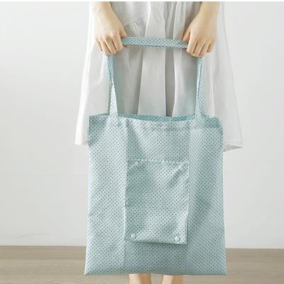 China High Quality High Quality Nylon Dot Foldable Reusable Shopping Bag Women Market Waterproof Shopping Tote Bag With Pouch Pouch for sale