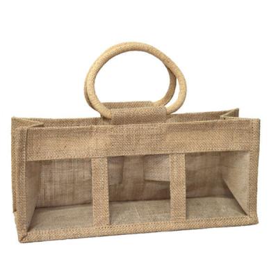 China 2015 fashion recyclable wholesale jute bag, jute bag with window, jute bag crafts for sale