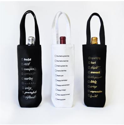 China Wine Friendly Reusable Wine Tote Single Bottle Cotton Canvas Tote Bag Set for sale