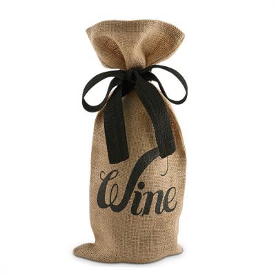 China Safety Customized Drawstring Wine Bag, Single Jute Wine Bottle Bag, Jute Wine Tote Bag Wholesale for sale