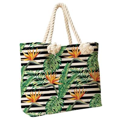 China Convenient Recyclable Eco-Friendly/Top Quality/Durable/Washable Customized Full Color Printing Birds Paradise Summer Beach Tote Bag for sale