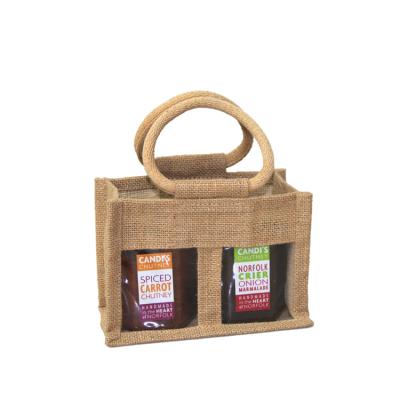 China Recyclable Jute Tote Bag With PVC Window , Burlap Honey Tote Bag for sale