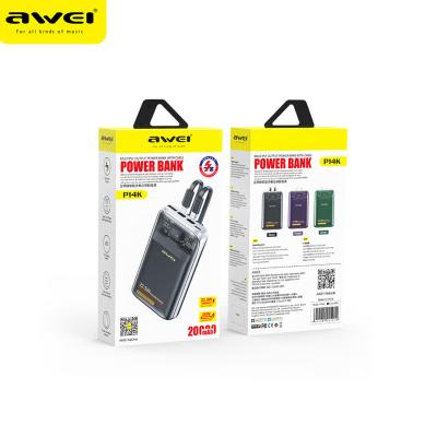 China Quick Charge Support Awei P14K 20000Mah Power Bank Pd20W Qc22.5W Portable Fast Charging Ce/Fcc/Rohs 2023 New Oem Outdoors Powerbank 20000Mah Stations for sale