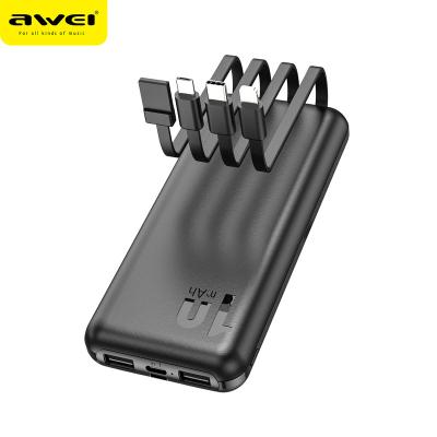 China 10000mah Awei Portable Power Bank 10000Mah Power Station P20 Type-C/Usb 5V Ce/Rohs/Fcc 2023 New Powerbank 10000 Mah 8000Mah 9000Mah for sale