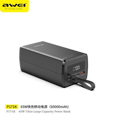 China Quick Charge Support Awei P171K Pd65W Laptop Power Banks 60000Mah For Tablet Mobile Phone China 2023 Fast Charging Large Capacity Powerbank 60000 Mah for sale