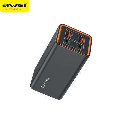 China Mobile Phone Awei Wall Laptop Charger Pd 65W Qc Fcc/Rohs/Ce Us Eu Pd24 Usb Type C Oem Factory 2023 New Fast Charging Portable Gan Chargers for sale