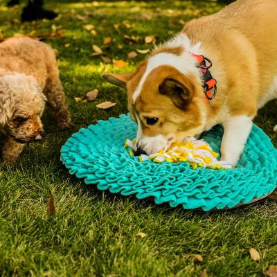 China KUNDA Lake Stocked Blue Non-Slip Round Pet Nosing Nose Work Mat Dog Slow Feeding Mat Pet Forager Smell Training Puzzle Toy for sale