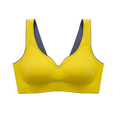 China QUICK DRY Non-Steel Ring One Piece Gathering Underwear Latex Contrast Color Comfortable Women's Bra for sale