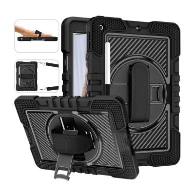 China New Arrival Rugged Shockproof 360 Kickstand Accessories 360 Rotating Heavy Duty Hand Strap Tablet Case For Ipad 10.2 Cover Case for sale