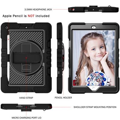 China Rugged Shockproof Heavy Duty Armor Shoulder Belt And Hands Strap 360 Shockproof Support Kids Tablet Case For Ipad 9.7 Inch 2018 Case for sale