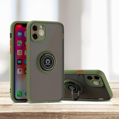 China Anti-drop Anti-fingerprint Transparent Back Cover With Ring Stand For iPhone 11 Phone Case for sale