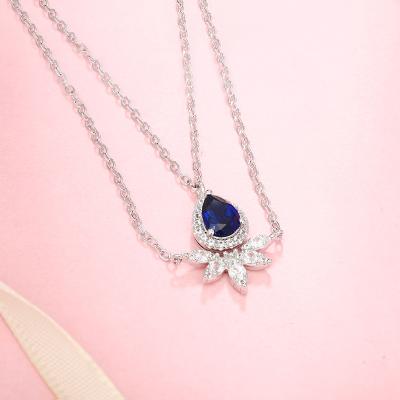 China No Fade Silver Jewelry Gold Chain Sapphire Fashion Jewelry Charm Necklace for sale