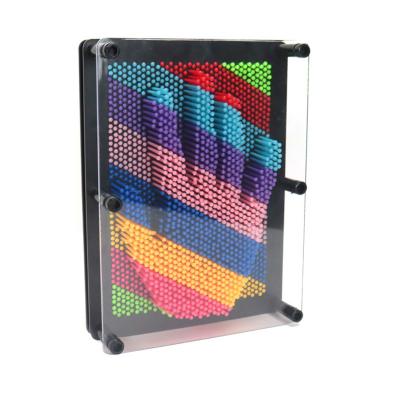 China Paly and Decoration Puzzle Toy 3D Handprints Pin Art Board Creative Colorful Plastic Frame Toy for sale