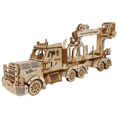 China DIY TOYS DIY Assembly Toys Laser Cutting Model 3D Truck Cranes Kids Crafts Wooden Jigsaw Puzzle for sale