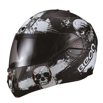 China Fasional Luminous Black Modular Filp Up Motorcycle Helmet Full Face With Anit-fog Sun Visor for sale