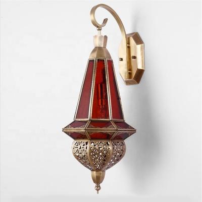 China Arabic Style Stained Copper Glass Wall Lights With Switch Control for sale