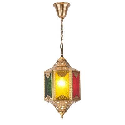 China LED Copper Chandelier Decorative Lamps in Moroccan Style with Stained Glass Body Material Copper Product Weight kg 2.5 KG for sale