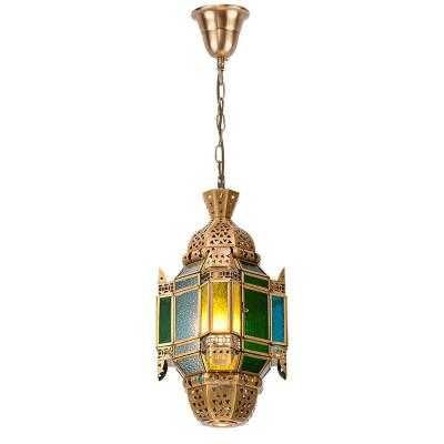 China Decorative Handmade Copper Ceiling Light Copper Glass Pendant Light for sale