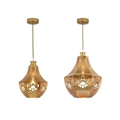 China Goud enkel hoofd modern koperen hanglamp koperglas hanglamp met LED-lichtbron Te koop