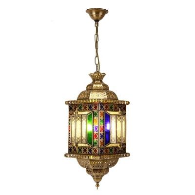 China Stained Glass Copper Chandelier Interior Lighting Decoration Copper Glass Arab Muslim Vintage Style LED Copper Lamp for sale