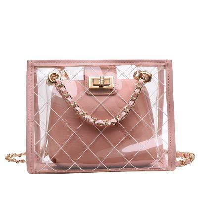 China 2021 Wholesale Jelly Handbags Simple Cross Body Bag Set High End Luxury PVC Fashion Clear Women Handbag Large for sale