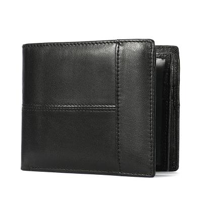 China 2022 Hot Selling Amazon RFID Men Short RFID Wallets Oil Wax Genuine Leather Slim Leather Men's Wallet Suppliers Wholesale for sale