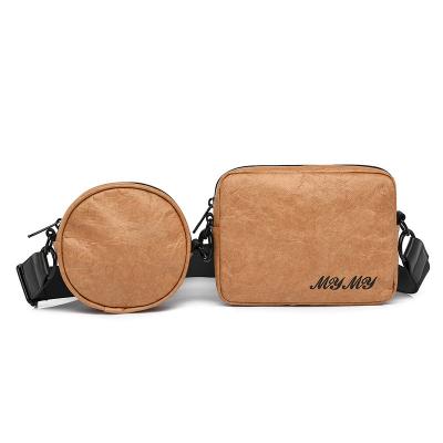 China Waterproof Dupont Kraft Paper Waterproof Cross - Body Shoulder Bags For Men Large Capacity Messenger Leather Toiletry Bag for sale