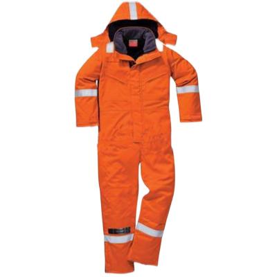 China Bizflame Fire Proof Fireproof Orange Work Coveralls Anti-Static Warm Striped Winter Coverall for sale