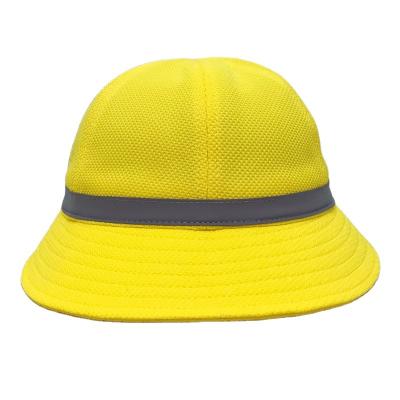 China Water Proof Student Uniform Cap Summer Hat Tourist Reflective Safety Yellow Round Hats for sale