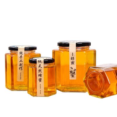 China Hexagon 500ml Different Honey Available Wholesale Price Steamable Sizes Glass Jar for sale