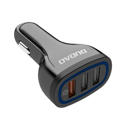 China With Official Wholesale Custom Logo LED Blue LED Indicator Light DUDAO R7S 3 USB Ports Fast Car Charging Quick Charger QC3.0 Car Charger for sale