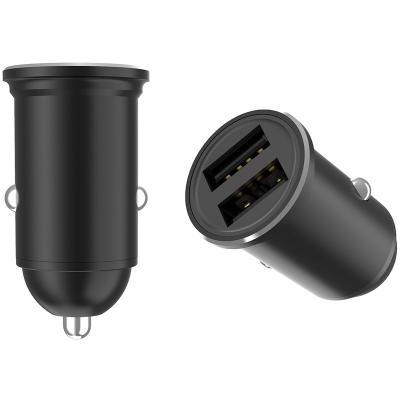 China Mobile Phone Factory Customize Custom Logo MOQ 2000pcs Metal Made Dual USB Ports 5V 2.1A Mini Fast Charging USB Car Charger for sale