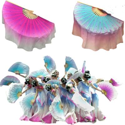 China Prop a pair of the veil 100% Feng Su Yu Yi China different color 41cm fan dance folk classical light silk veil two sides hot for sale