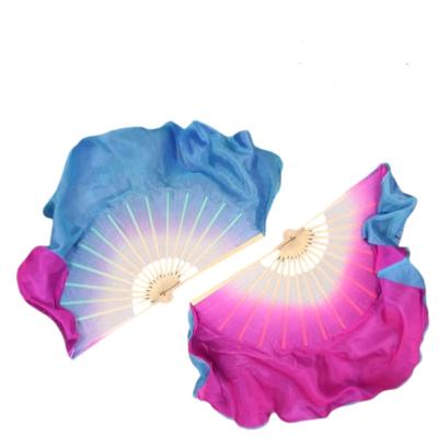 China Prop One Pair Silk Veil 100% Gradient Fan Veil Double Sided Chinese Traditional Folk Dance Double Sided Props Stage Show Prop 41cm for sale