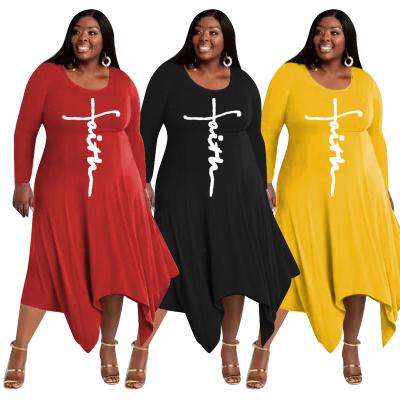 China Newest Design Dry Cleaning Autumn Faith Casual 5xl Plus Size Long Dresses Women Sheath Long Simple Plus Size Maxi Dress for sale