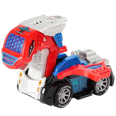 China Mini Car Educational Toy Deformation Toy Wholesale Dinosaur Car Transformation Toys with Light and Music for sale