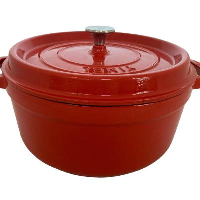 China Sustainable Enamel Pot China supplier Round cocotte 18cm pot Red Cast Iron Fasion Cooking  Kitchenware Classic pure red for sale