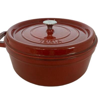 China Sustainable 10pcs China Supplier Red round 24cm Enamel pot cookware for Morden Kitchen for sale