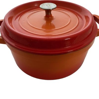 China Sustainable 10pcs China Supplier Gradual-red round 28cm Enamel pot cookware for Morden Kitchen for sale