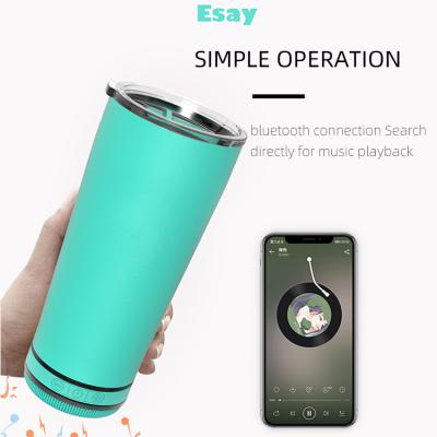 China Real Phone Function Battery Power Radio Thermos Best Selling Wireless Speaker Water Cup With Flashlight for sale