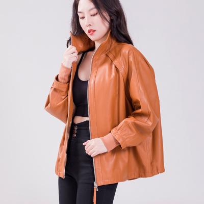 China Wholesale Fashion QUICK DRY Customized Genuine Leather Crop Sheepskin Long Sleeve Zipper Jacket for sale