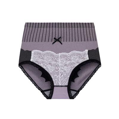 China QUICK DRY Women's Hip Tummy Participation Underwear Bow Lace Plus Size High Bottom Rise Private Women's Panties for sale