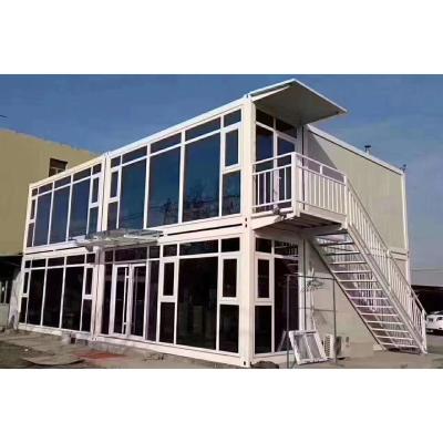 China Easy Assemble Steel Structure 20ft 40ft Double Layer Glass Container Prefabricated Office Building Prefab House for sale