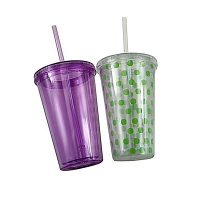 China Plastic Smoothie Juice Cups Modern High Quality PP Acrylic Double Wall Bubble Tea Cups With Lids for sale