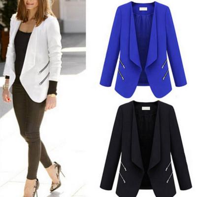 China 2021 Viable Women's Suit Slim Women's Slim Jacket Women's Adies Winter Long Sleeve Coats Suit Business Personality Zipper Pocket Jacket for sale