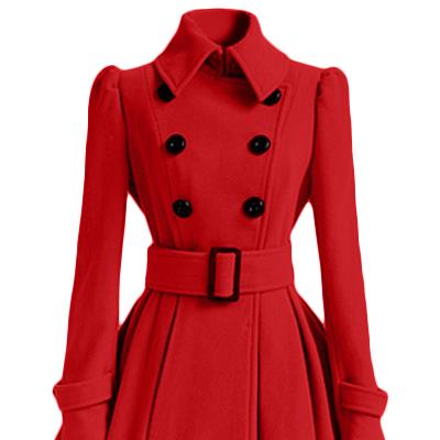 China Anti-wrinkle 2021 Winter Women's Woolen Coat Elegant Thick Cross Overcoat Ladies With Belt Ladies Winter Coats for sale