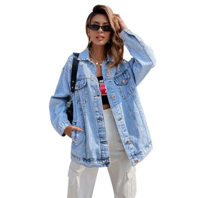 China 2021 New Arrival Fashion Trending Autumn Collection Breathable High Street Over Waist Short Women's Denim Jacket Women's Denim Jacket for sale